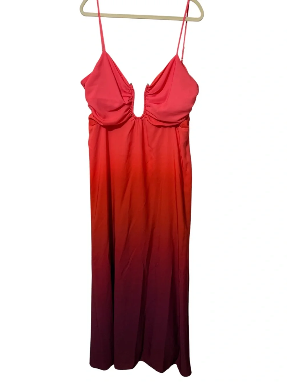 Abercrombie & Fitch Pink Gradient Bra-Free Hardware Maxi Dress Size XLT